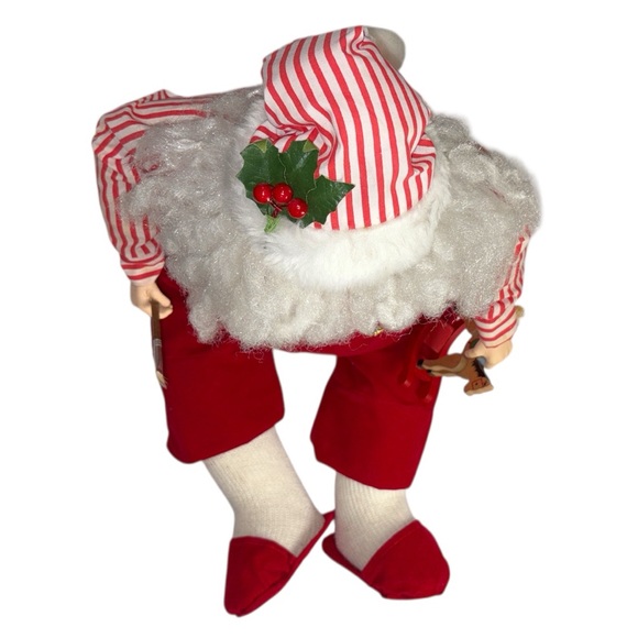 Vintage Sitting Santa with Slippers 13" Tall Rocking Horse Paint Brush Porcelain - Picture 9 of 11